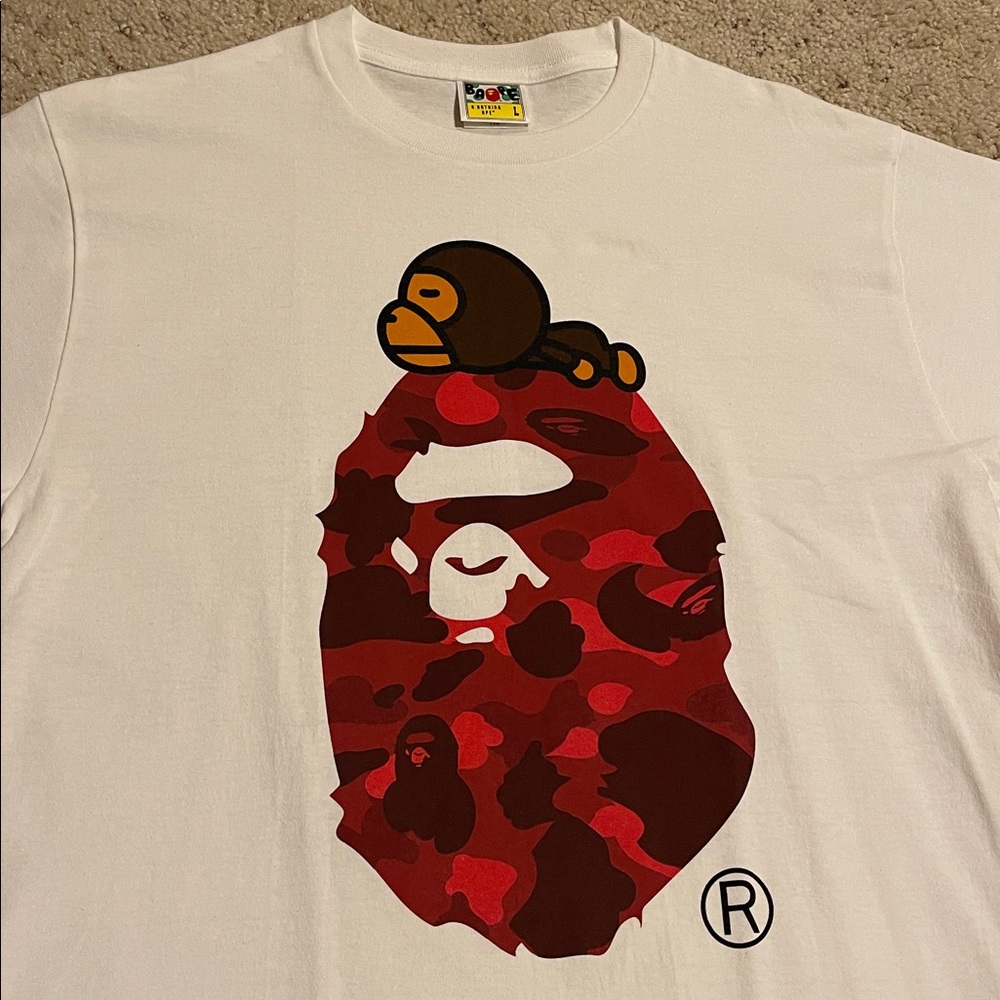 NWOT BAPE RED CAMO TEE JAPAN SZ LARGE - Picture 4 of 6